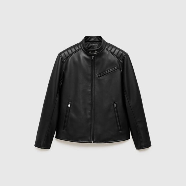 Leather-effect jacket with stitching detail
