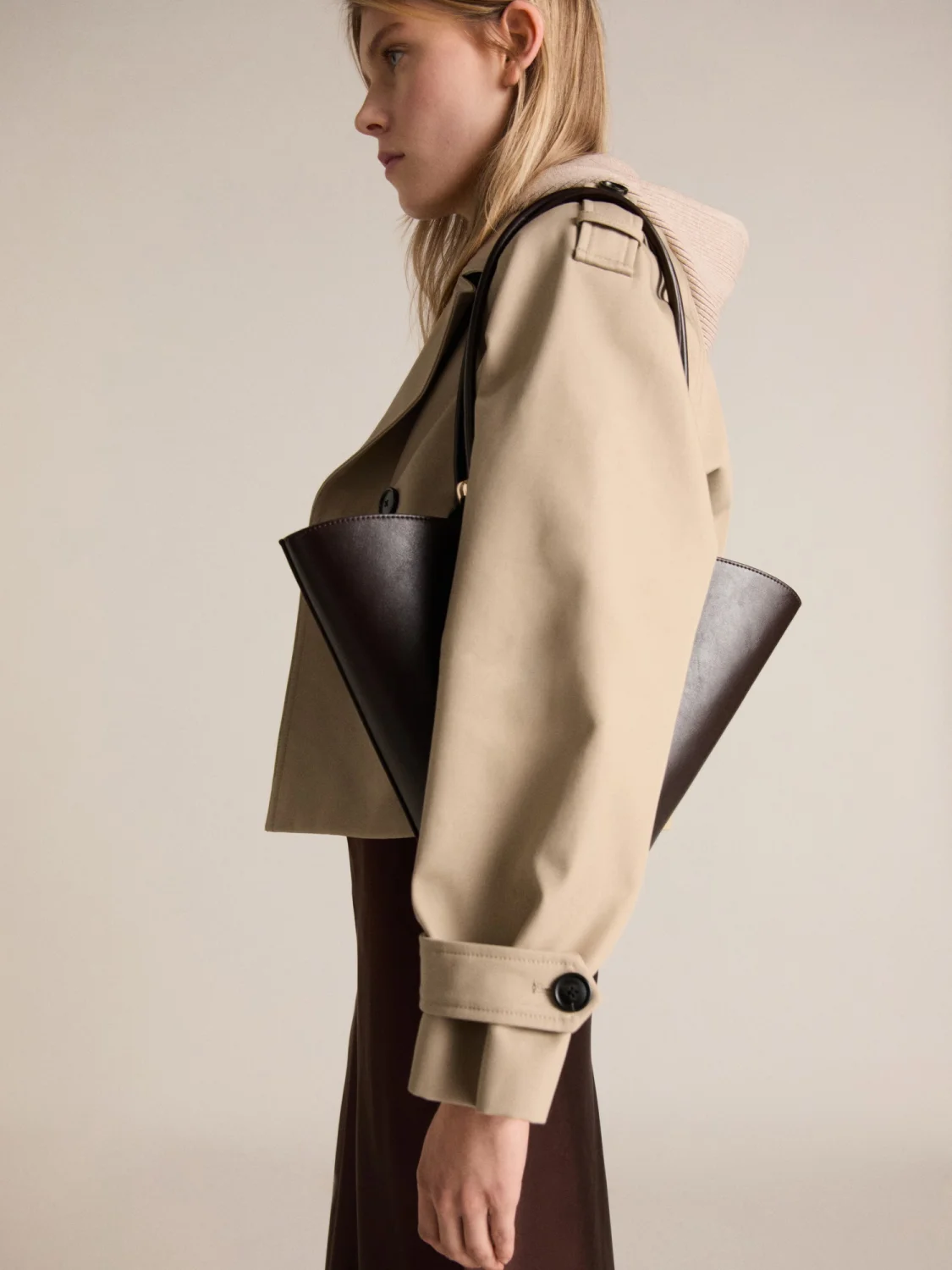 Cotton cropped trench coat - Image 2
