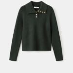 Ribbed Polo-Neck Sweater With Buttons